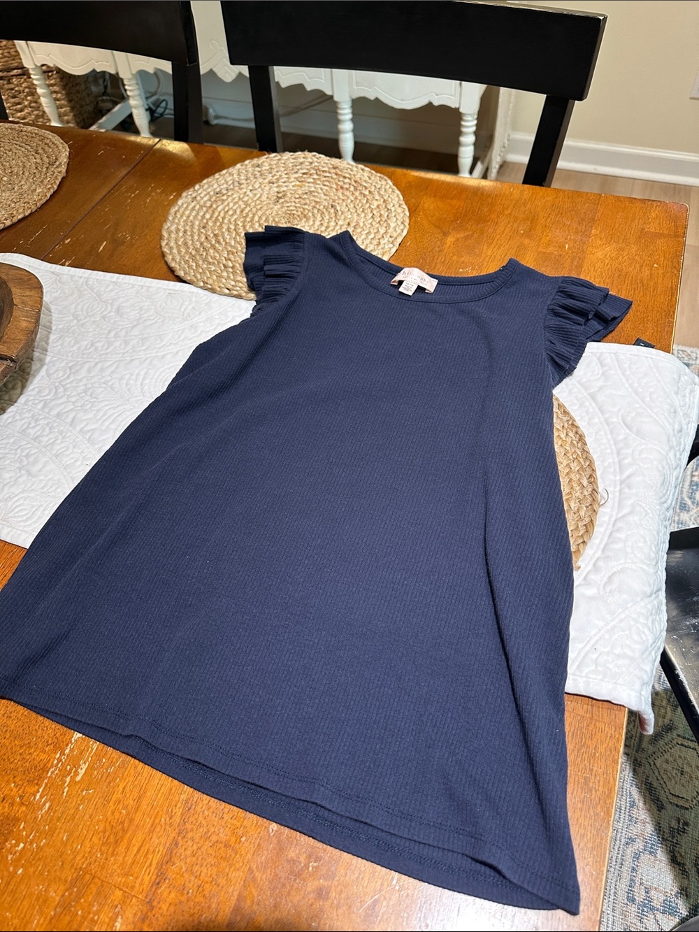 Philosophy Navy Ruffle Sleeveless Top